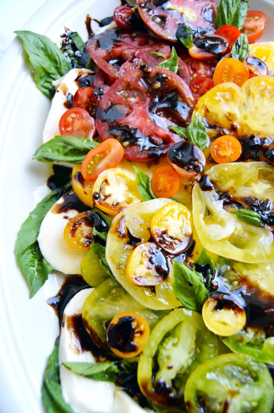 Rainbow Caprese Salad with Spicy Balsamic Glaze